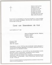 1993 Overlijden Carel van Steenderen de Kok [1921 - 1993]  